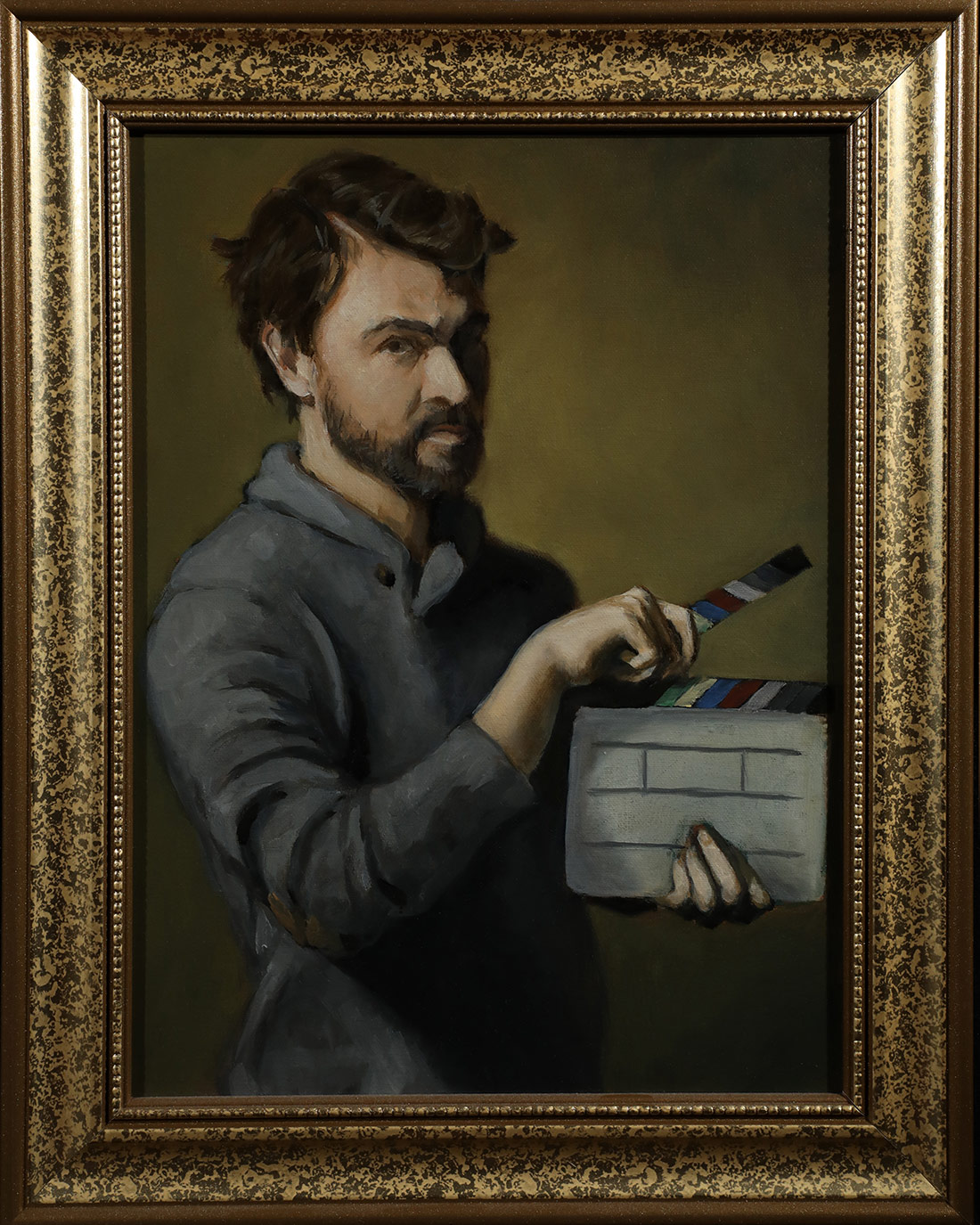 Emre holding a blank slate, getting ready to call it.