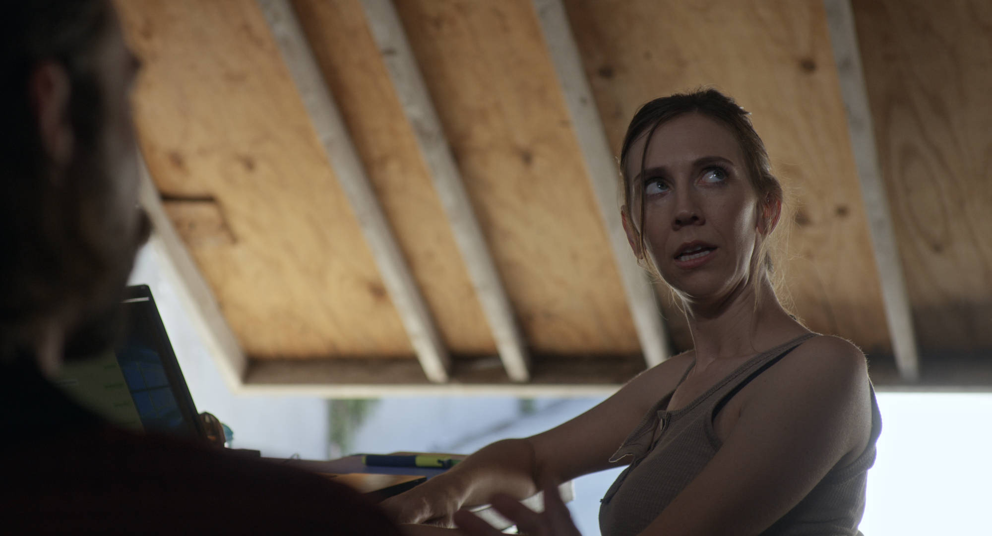 Jenna in the garage.