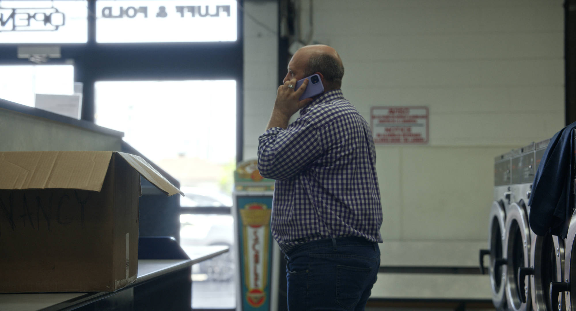Vinnie in the laundromat.