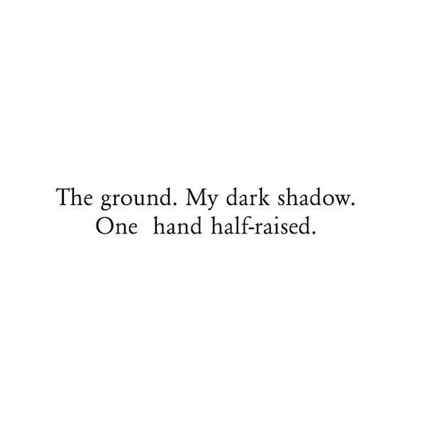 The ground. My dark shadow. One hand half-raised.